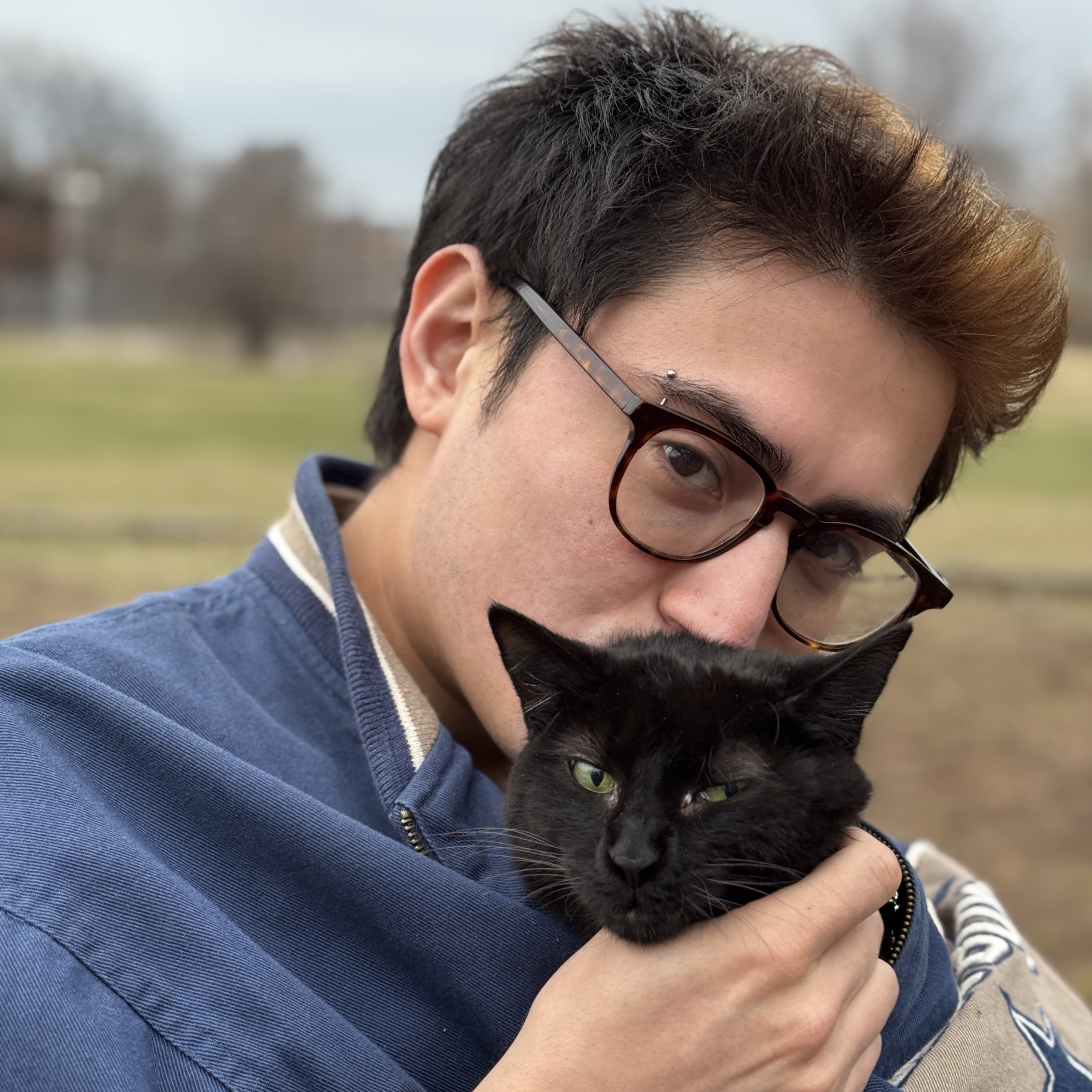 Andrew Hood with his cat